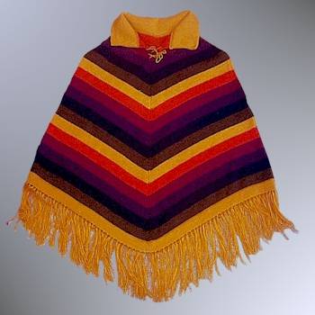Multicolor Poncho with Alpaca wool