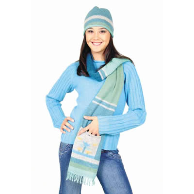 100% Alpaca Scarf with cap set