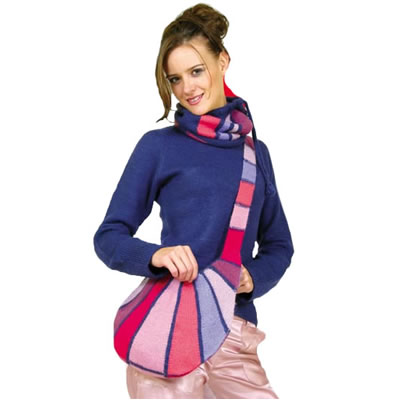 100% Alpaca Handbag and neck warmer/cap set