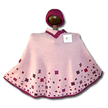 100% Alpaca Youth poncho with collar