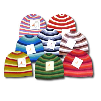 100% Alpaca Bell Model Cap with stripes